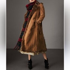 🎁New Burberry 100%real shearling sheepskin lamb fur winter coat jacket 8 M